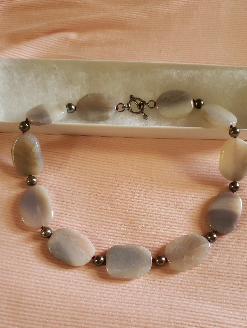 Blue-Grey Agate Beaded Necklace